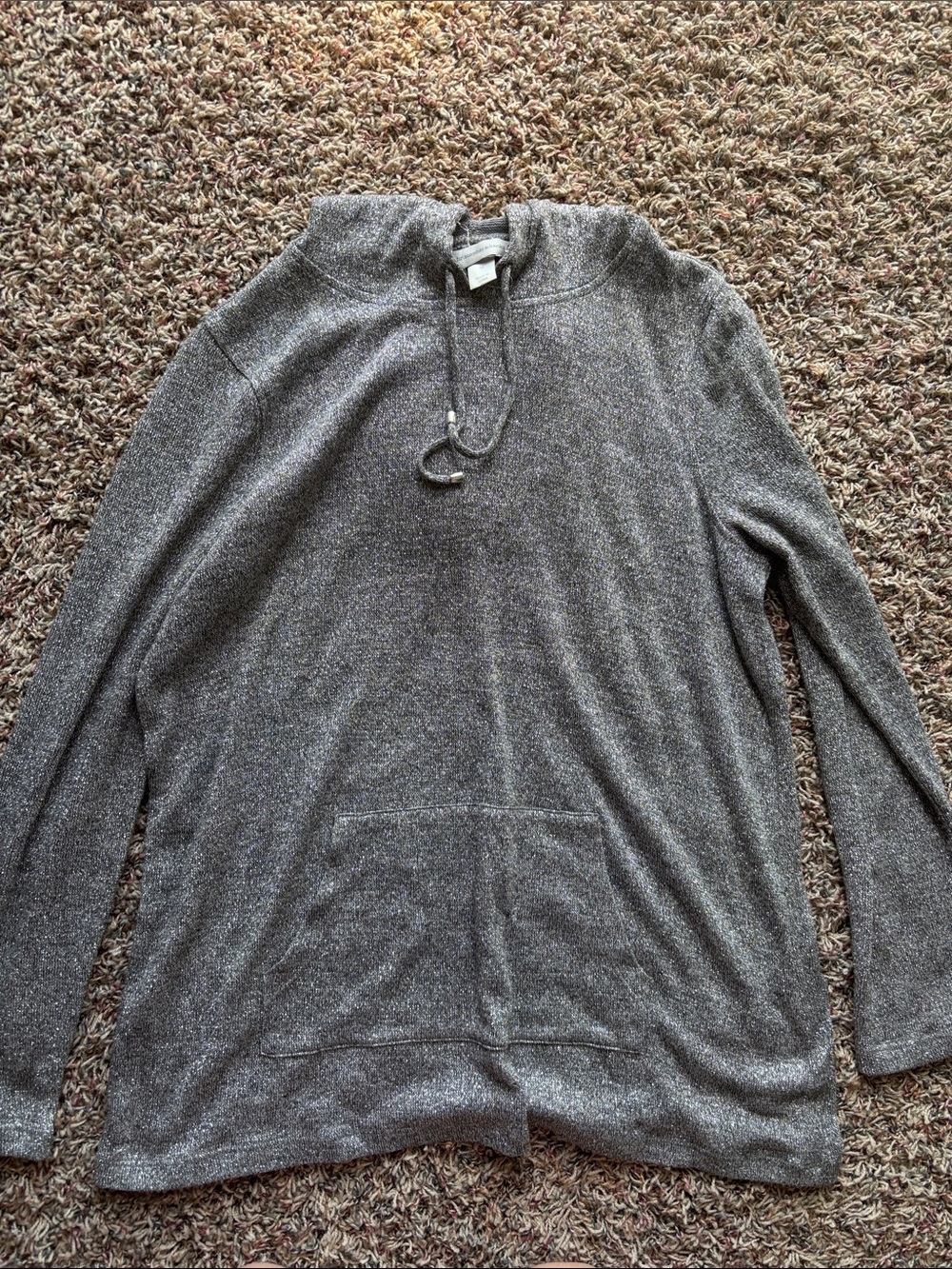 Christopher & Banks Women’s Sparkly Heather Gray Hooded Sweater